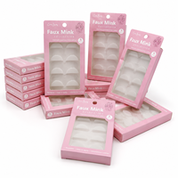 Boîte d'emballage personnalisée vide pour faux cils avec trou de suspension, fenêtre transparente et carte blister pour 5 paires de cils, présentoir de maquillage