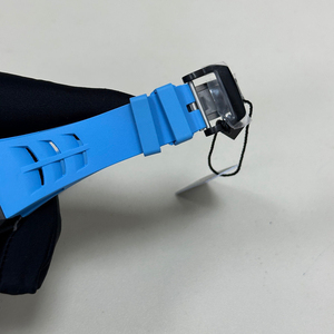Montre mécanique squelette à tourbillon suspendu en fibre de carbone style RM53-01 bleu-noir, montre de luxe pour homme de forme tonneau - Product Image 3