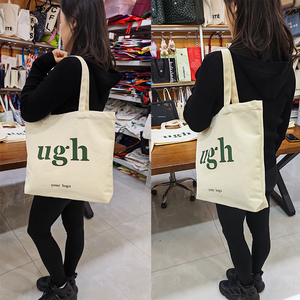 กระเป๋าผ้าแคนวาสพิมพ์ลายตามสั่ง ขายส่ง ขนาดเล็ก ขนาดใหญ่ สำหรับผู้หญิง ใส่ของช้อปปิ้ง พร้อมโลโก้ กระเป๋าโท้ทส่วนตัว - Product Image 5