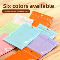 Sacs refermables en plastique OPP/CPP colorés avec fermeture éclair, face transparente mate et trou de suspension pour emballage de boucles d'oreilles
