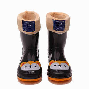 I bambini del bambino oem su misura ginocchio alta inverno pelliccia del rivestimento lucido stivali in pvc per i bambini - Product Image 1