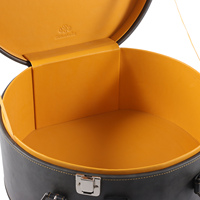 Boîte de rangement ronde personnalisée en PVC et cuir verni avec serrure, style vintage de luxe, pour chapeaux, valises de rangement domestique et ensembles de bagages de voyage à main