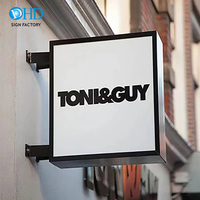 Enseigne lumineuse LED double face personnalisée, étanche, ronde, type « blade », illuminée, pour magasin, publicité extérieure