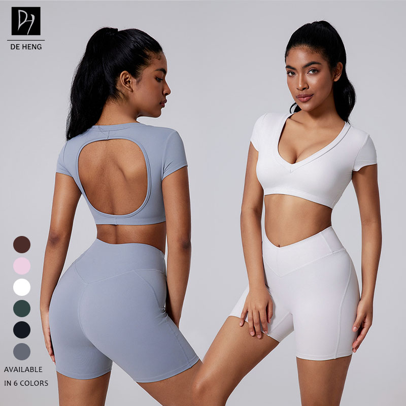 New Customized Seamless Four-Way Stretch Breathable Quick Dry Spandex/Nylon Gym Yoga Fitness Short Sleeve Women's Sports Bra