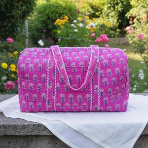Floral Quilted Duffle <b>Bag</b> Handmade Travel, Overnigth Weekender <b>Bag</b>, Cotton Carryall <b>For</b> Her, Yoga <b>Bag</b>, Hand Luggage <b>Storage</b> <b>Bag</b> - Product Image 2
