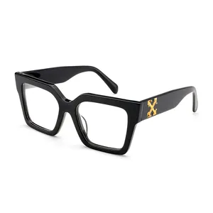 the new trendy acetate metal hybrid optics sunglasses 2023 les lunettes wide legsbig square sunglasses