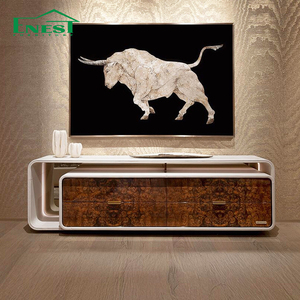 Mobile TV di Lusso <span class=keywords><strong>in</strong></span> Vera Pelle e Legno per <span class=keywords><strong>Soggiorno</strong></span> con Luci a LED, Set di Arredi su Misura di Alta Gamma per Villa, Design Esclusivo per Tutta la Casa - Product Image 2