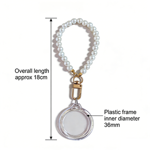 200 Llaveros <span class=keywords><strong>de</strong></span> imitación <span class=keywords><strong>de</strong></span> perlas con correa para muñeca, acrílicos en blanco para <span class=keywords><strong>fotos</strong></span>, con cortador <span class=keywords><strong>de</strong></span> papel redondo y mini marco transparente para insertar imágenes - Product Image 5