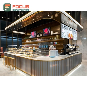 Professional Cafe Service Counter Natural Oak Finish Coffee Bean Display Area Commercial Cafe Counter - Product Image 5