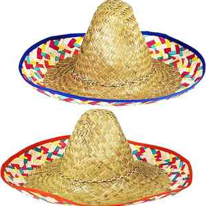 Sombrero de Paja Tejido a Mano Estilo Mexicano al por Mayor, Sombrero de Sol Personalizado de Fibra de Bambú Natural, Suministros para Fiesta, Carnaval, Fotomatón, Ala Flexible - Product Image 3
