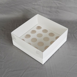 Picnic Party Chocolate <b>Cookie</b> Kraft Paper Dessert Treat <b>Boxes</b> Catering Packaging Platter 16ct Mini Cupcake Box With Window Lid - Product Image 2