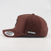 Casquette de baseball personnalisée à 5 panneaux avec logo en PVC caoutchouté, casquette de golf imperméable perforée au laser, chapeau de golf en polyester avec cordon