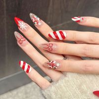 Ongles artificiels transparents motif ciel étoilé, 10 pièces, pour Noël, à presser, forme carrée, en C, en tube