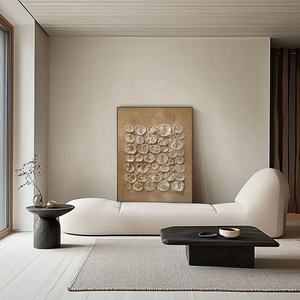 Arte Mural 3D Vertical de Gran Tamaño en Tonos Tierra, Estilo Wabi Sabi, sobre Lienzo, Arte Mural Contemporáneo para Decoración Moderna del Hogar y Galería - Product Image 5