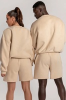 Fabricant de vêtements OEM 2026 – Ensemble de survêtement unisexe à col rond brodé avec logo personnalisé, vente en gros, deux pièces (sweat-shirt et short)