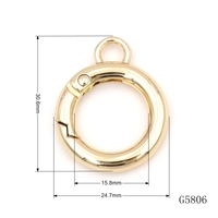 Gantungan Kunci Logam Premium Bentuk Carabiner Bulat dengan Cincin Kecil, Penjepit Anti Air, Klip Cincin Logam