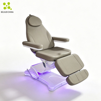 Table de massage électrique de luxe moderne pour salon de beauté, 3 moteurs, lumières LED, cuir PU, pour esthéticiennes, SPA, tatouage, soins du visage, portable