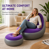 Fauteuil gonflable avec repose-pieds en PVC floqué, mobilier d'extérieur portable pour la plage, les pique-niques, les jardins et les fêtes