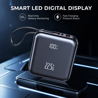 Chargeur portable super rapide PD 22,5 W avec câble intégré bidirectionnel, batterie Li-polymère 20000 mAh, affichage numérique, batterie externe universelle