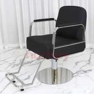 Hochey Medical Barber Chair Gold Black Leather Barber Shop Chairs Beautiful Barber Chair Hair Salon For Sales