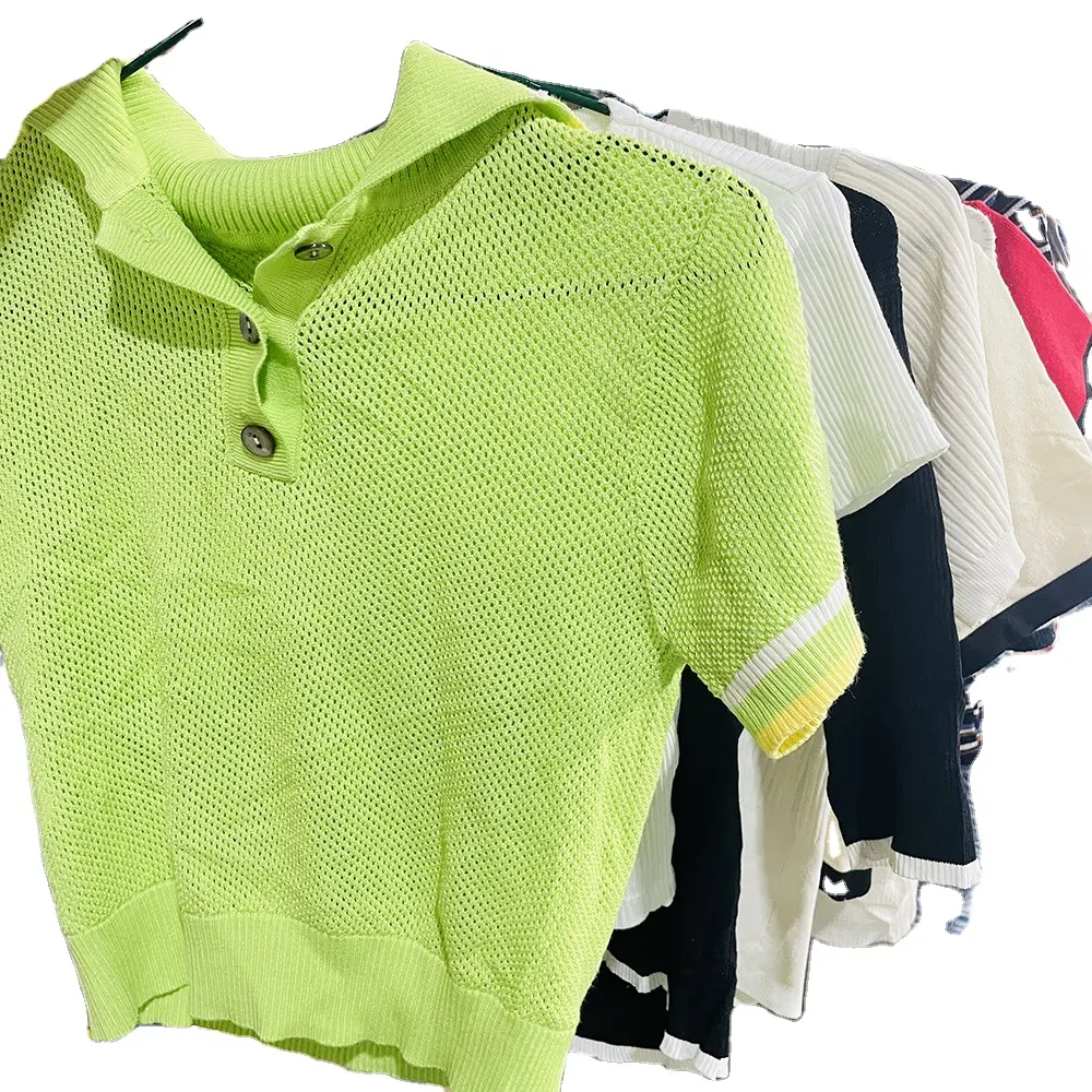 Factory used Spice Girl Clothing Knitted Tops Short Sleeve Sexy Slim Solid Colorful Ladies Sweater Short Sleeve Tops