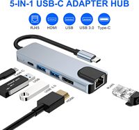 Hub USB C Multiport Kabel USB ke HDTV 5 in 1 Tipe C Hub USB 3.0 untuk MacBook Dell XPS Laptop