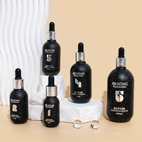 Set botol minyak rambut 10ml 20ml 30ml 50ml 100ml, botol tetes kaca hitam untuk minyak esensial Serum kemasan kosmetik