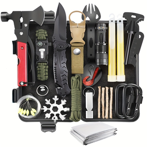 <span class=keywords><strong>Kit</strong></span> de survie de l'<span class=keywords><strong>aventurier</strong></span>: outil de survie 34-en-1 pour le camping, la randonnée et l'exploration-grand cadeau de vacances pour papa mari petit ami - Product Image 1
