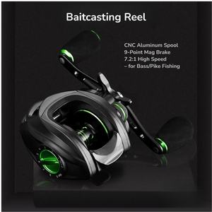 Carrete de Pesca Profesional al por Mayor con Frenos Magnéticos, Ligero, Metálico e Impermeable, con Relación de Engranajes - Product Image 3