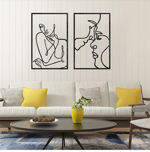 Décoration murale dorée en métal pour chambre à coucher et salon, cadre suspendu abstrait en forme <span class=keywords><strong>de</strong></span> <span class=keywords><strong>corps</strong></span> <span class=keywords><strong>de</strong></span> <span class=keywords><strong>femme</strong></span>, décoration murale en métal - Product Image 6