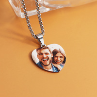 Winwinwin Oem – collier en acier inoxydable avec impression couleur pour Couple, musique, cœur, Photo, personnalisé