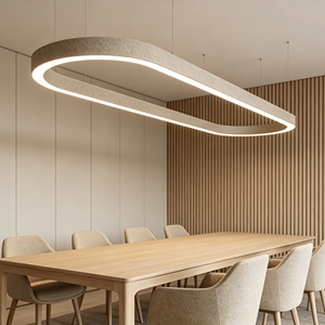 Suspension LED ovale moderne en feutre PET gris sable, acoustique et sans raccord, <span class=keywords><strong>pour</strong></span> table à manger résidentielle et îlot de <span class=keywords><strong>cuisine</strong></span> - Product Image 3