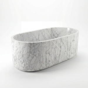 Baignoires ovales modernes sur mesure de luxe, exclusives, en marbre blanc/carrara, autoportantes, pour salle de bain, villa, hôtel - Product Image 2