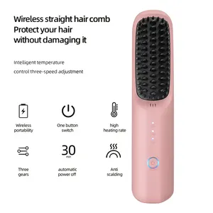 Spazzola per capelli senza fili Usb portatile Mini piastra elettrica per capelli a pettine