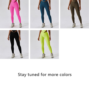 Tasche personalizzate in tinta unita da ragazza atmosfera Nude sensazione di pancia che rimpicciolisce i Lifting dei fianchi palestra Fitness Nude Feel Yoga <span class=keywords><strong>Leggings</strong></span> - Product Image 2