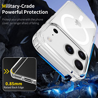 Coque de téléphone transparente magnétique anti-chute en TPU+PC compatible avec les boutons IA pour iPhone 16 et 17 Pro Max