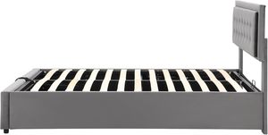 Cama Doble <span class=keywords><strong>Juvenil</strong></span> de Fábrica China con Cajones Hidráulicos de Almacenamiento, Cabecera Ajustable, Tapizada, Cómoda, Ahorra Espacio, Minimalista/Reino Unido - Product Image 5