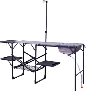 Outdoor Chef Station Portable Camping Kitchen Outdoor Folding Table 22.2x70.1x68.3
