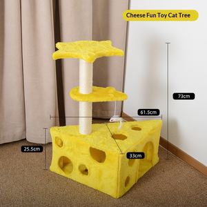 Rascador para Gatos de Sisal con Forma de Queso, Resistente a los Arañazos, Diseño Ecológico y Estable, Torre para Gatos con Casa para Gatos - Product Image 4