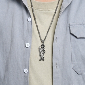 Colliers Pendentifs en Acier Inoxydable Hip Hop Religieux Saint Jude Jésus Catholique Chrétien Bijoux de Mode pour Hommes Femmes Vente en Gros - Product Image 5