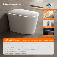 WC intelligent carré moderne avec télécommande, siphon en S/P, sans limite de pression d'eau, réservoir encastré, siège chauffant, tension personnalisable