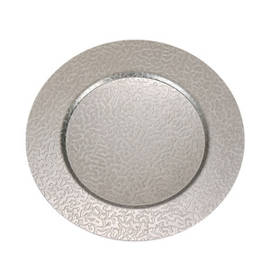 Stainless Steel Round Plate 30 Cm Embossed Distressed Finish For Hotel Food Service - Product Image 1