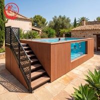 Großer Garten-Jacuzzi für den Außenbereich, 20ft 40ft, Versandcontainer-Pool, Schwimm-Spa mit Mosaikfliesen, oberirdischer Fiberglas-Swimmingpool