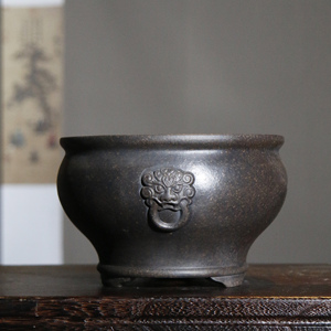 Maceta de Cerámica para Bonsái, Arcilla Morada, Diseño de Cara de Animal, Estilo Zen, Maceta China Antigua para Orquídeas - Product Image 1