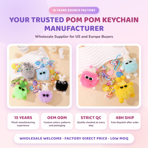 Lindo Llavero de Peluche con Pompón, Colgante Suave y Peludo para Bolsos y <span class=keywords><strong>Mochilas</strong></span>, Venta al por Mayor, OEM, Personalizado - Product Image 5