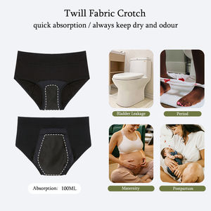 LYNMISS 4-lagiger Perioden- und Inkontinenzslip für Damen aus Bambus-Twill, Wiederverwendbare Unterwäsche mit Hoher Saugfähigkeit - Product Image 5