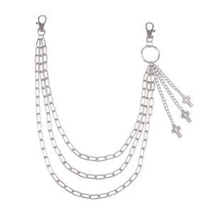 yueli <b>Cross</b> Pants Chain Tibetan <b>Silver</b> Double <b>Ring</b> Hip Hop Waist Chain Casual Denim Accessories - Product Image 5