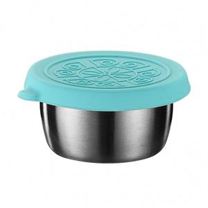 Tasse à trempette portable en acier inoxydable 304 argenté de 50 ml avec couvercle en silicone écologique, réutilisable, pour sauces et assaisonnements, idéale pour l'extérieur - Product Image 2