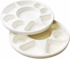 Wholesale 12.4" 9 Compartment Bagasse Round <b>Plate</b> | Eco-Friendly Sugarcane Fiber <b>Disposable</b> Food Serving <b>Plate</b> - Product Image 6