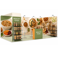 Stand d'exposition modulaire portable pour aliments sains, présentoir personnalisé pour salon professionnel avec comptoir et étagère pour marque alimentaire